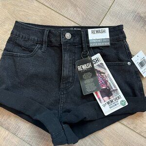 Rewash Super High Rise Stretch Black Size‎ 0/24 Juniors Denim Mom Shorts NWT
